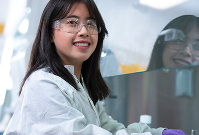 Young scientist wearing goggles